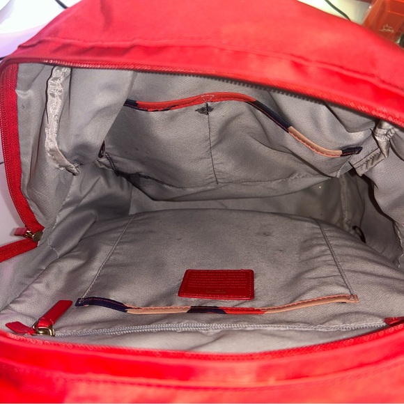 RARE Red Satin Tumi Voyager Luggage Quality Backpack with Gold Trim! - Picture 15 of 17